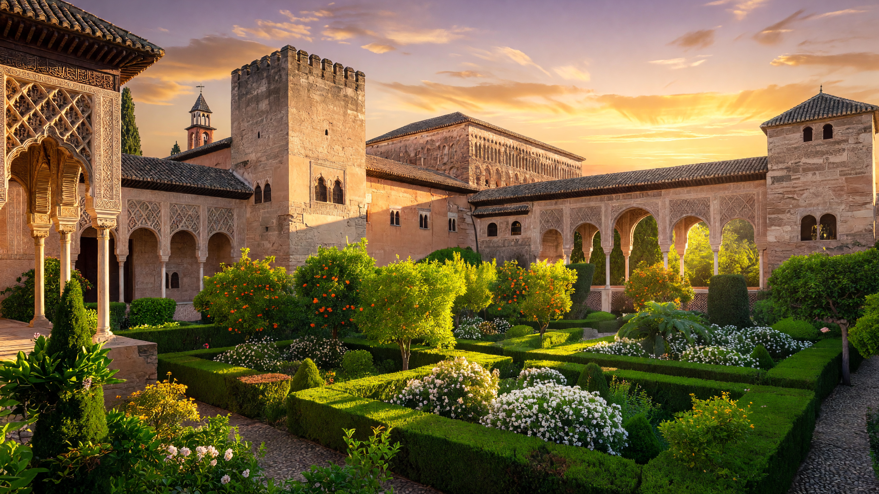 Patio de los Leones en la Alhambra de Granada